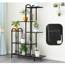 Metal Plant Stand with Wheel, Multifunctional Plant Stands Floor-to-Ceiling Flower Rack Garden Plant Containers Tools Equipment for Indoor (Color : Black-120x28x150cm)