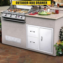 Amenitlif Stainless Steel Drawers for Outdoor Kitchens, Enclosed Built-in Drawer, BBQ Access Door Drawers, Perfect for BBQ Grill Station Outdoor Kitchen Storage Cabinet(28''W x 20''H x 20''D)