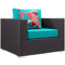 Ergode Convene Outdoor Sectional Set | Durable Rattan & Aluminum Frame | Weather-Resistant Cushions | Includes Ottoman & Armchairs
