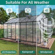 8x14 FT Greenhouse, Heavy Duty Polycarbonate Greenhouses for Outdoors with Thicken Sturdy Aluminum Frame, Large Walk-in Green House with Stakes, Ropes, Roof Vent, for Outside Garden Backyard, Black