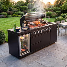 Chery Industrial 82 Inch 6-Burner 85,000 BTU 304 Stainless Steel Propane Gas Grill with Sink, Refrigerator & Rotisserie For Backyard BBQ(Grill 1 + Sink + Refrigerator-B)