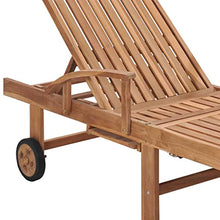 LPERTGFHU Set of 2 Outdoor Sun Loungers, Solid Teak Wood Patio Chaise Lounge with Royal Blue Cushions, Adjustable Recliner Chair with Wheels for Garden Poolside