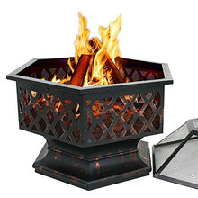 Garden Fire Pit Portable Metal Outdoor Party BBQ Fire Pit Fireplace Stove,with Mesh Screen Cover Fireplace Stove for Picnic Bonfire Patio Grill Barbecue Rack