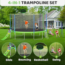Skepphlay 12FT Outdoor Trampoline Set with Basketball Hoop Green