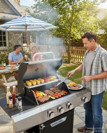 EUHOME 3 Burner Propane Gas Grill with Side Burner, 40,500 BTU BBQ Grill