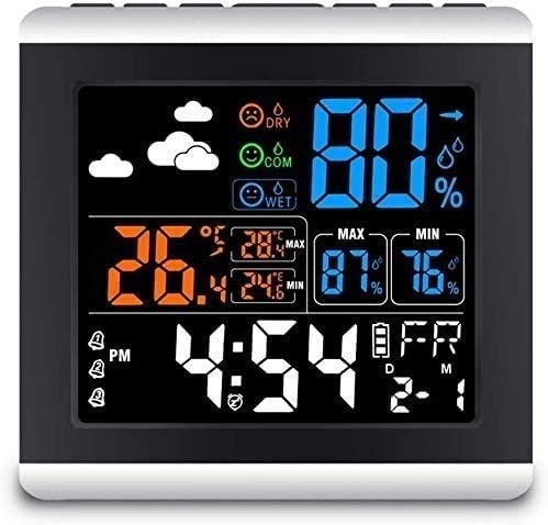 SHANBOYU Weather Station Wireless Indoor,Weather Forecast Station Thermometer Hygrometer,Color Display Digital Weather Stations has Humidity Gauge,Alarm Clocks,Adjustable Backlight