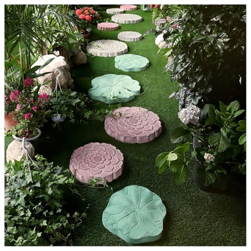1PCS 3D Hand-Carved Garden Stepping Stones-Outdoor Pavers for Lawn Pathway Decor,Weather Decorative Stones for Patio and Landscaping(Pink,55x55cm/21.6x21.6)