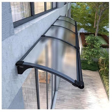 LWJQRSP Aluminum Polycarbonate Door Canopy Awning with Carbon Steel Brackets, Weather-Resistant Balcony Sunshade, Black 130x380cm/51x150in - Outdoor Protection Solution