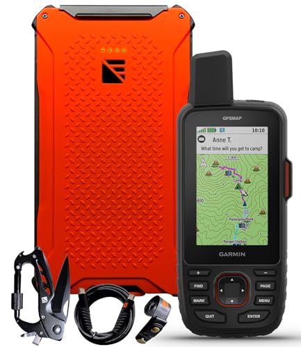 Certified Brands Garmin GPSMAP 67i Rugged GPS Handheld with inReach and Dark Energy Charger Hi-Vis Orange