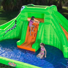 Blast Zone Crocodile Isle Inflatable Water Park with Dual Slides Green/Blue