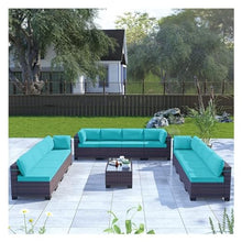 HTERWQEA 14‑Piece Outdoor Patio Furniture Set, Wicker Rattan Sectional Sofa with Cushions, Patio Furniture Set Outdoor Couch Conversation Set for Garden, Lawn, Poolside, Backyard