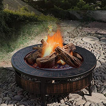 Fire Pits Outdoor Portable Garden Bonfire Pit and 4 Leisure Stools, Outdoor Heater with Cooking Grill, Burning Fire Pit, 81cm/31.8"
