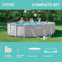 INTEX Prism Frame 20ft x 52in Round Above Ground Swimming Pool Set Bundle