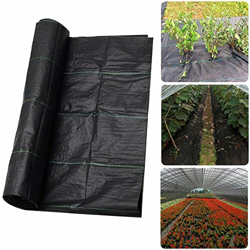 Weed Barrier Control Membrane,Landscape Fabric Heavy-Duty,Ground Cover Breathable Geotextile (90gsm),Water Permeable and Tearproof Gardening Mat, for Flower Bed Vegetable Black ( Battery *1 : 4X100m )