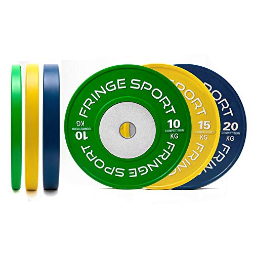 Fringe Sport Olympic Bumper Weight Plates - Kilogram Colored Competition Plates, 120 KG Set