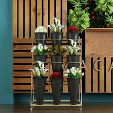 WXFJHH Flower Display Stand s with Flower Buckets, Movable Plant Cart Shelf Cut Flowers Container Shelf, Metal Mobile Florist Bouquet Stand for Flower Shop, Wrought Ir(Black Bucket-75×65×150cm)