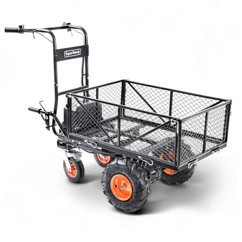 SuperHandy Utility Service Cart Power Wagon Wheelbarrow Electric 48V DC Li-Ion Powered 660Lbs Load and 1000Lbs+ Hauling Capacity Farm and Garden All Purpose Modular Cargo Bed