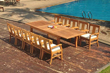 WholesaleTeak 10 Seats 11 Pcs Grade-A Teak Wood Dining Set: 122" Caranas Double Extension Rectangle Table and 10 Osborne Arm Chairs #WHDSOS65