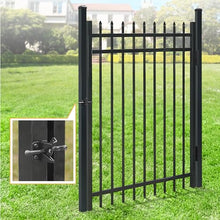 Fencer Wire 100FT Heavy Duty Flat Top Fence Barrier Kit, Anti-Rust Metal Steel Fence with 5FT Height X 6FT Width Panels, with Pinnacle Gate, Posts, Connectors, Outdoor Fencing for Yard