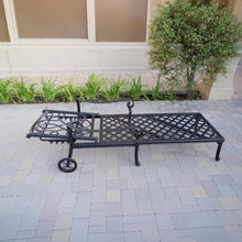 Darlee Santa Monica 3 Pc Cast Aluminum Chaise Lounge Set w/ 24 Inch Table & in Antique Bronze/Beige Canvas