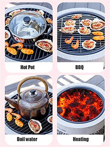 SLGGPJBU Outdoor Fire Pit Garden BBQ Grill Kit, Backyard Patio Garden Fireplace Camping Outdoor Heating, Campfire Picnic Cooking Fire Pit, 55.5cm