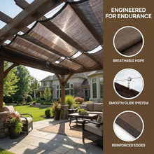 Pergola Shade Cover Retractable Canopy Replacement for Patio, Outdoor Pergolas Fabric Covers, Sun Shades Cloth with Slide-On Wire Cable for Deck Gazebo Backyard(W2*L9m/W6.56*L29.53ft)