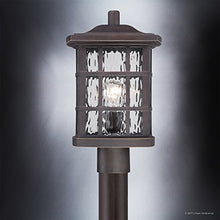 Urban Ambiance Luxury Craftsman Outdoor Post Light, Medium Size: 16.5" H x 9.5" W, with Tudor Style Elements, Highly-Detailed Design, Oil Rubbed Parisian Bronze Finish and Water Glass, UQL1247