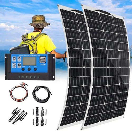MDYHY Portable Solar Panel Charger Solar Panel 2×150 Watt 18V Monocrystalline Semi-Flexible Bendable, for Laptop Cellphone, Solar Generator, Power Bank, Car Camping