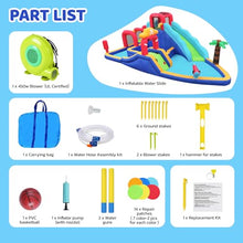 ELEMARA Inflatable Water Slide Bounce House, 10 in 1 Inflatable Water Park with Blower, 2 Slides & 2 Climbing Walls & 2 Water Guns, Deep Pool Giant Splash Pool, Water Slides for Kids Backyard for 6