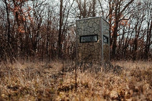 MUDDY Gunner Box Blind with Deluxe 10' Tower, Steel Wall Construction, Cracked Mud Camo Multi