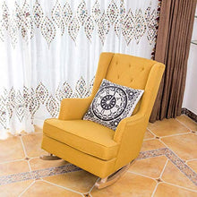 IIPOSAQQ Single Sofa Rocking Chair Smooth Rocking Motion Solid Wood Sponge Cushion High Back Leisure Terrace Recliner