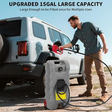 SunnyFurn 2-Pack 15 Gallon Gas Caddy with Transfer Pump, Heavy Duty HDPE Fuel Can on Wheels with 10ft Hose, Portable Gas Tank for Gasoline Diesel for Lawn Mowers Cars Boats ATVs and Farm