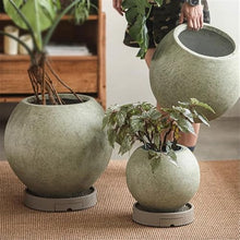 x3anggyt5 Planter Ball Shaped Aqua Green Plant Pot 3 Sizes with Drainage Hole Magnesium Clay Flower for Indoor Outdoor Room Balcony Garden Office Garden(Large)