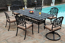 GrandPatioFurniture.com CBM Patio Elisabeth Cast Aluminum 7 Piece Dining Set w/ 2 Swivel Rockers 4 Arm-Chairs SH217-2S4A
