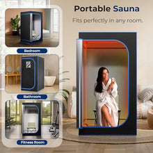 SereneLife Infrared Heat Home Sauna, Compact & Portable Spa Style Steam Sauna, Foot Pad Heating Mat, Indoor Personal Sauna with Foldable Chair, at-Home Relaxation and Rejuvenation