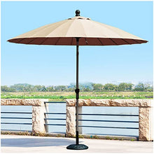 LumaGrove 9ft/270cm Large Garden Parasol, Round Parasol with Tilt Adjustable and Crank, Aluminum Sunshade Umbrella(Khaki)