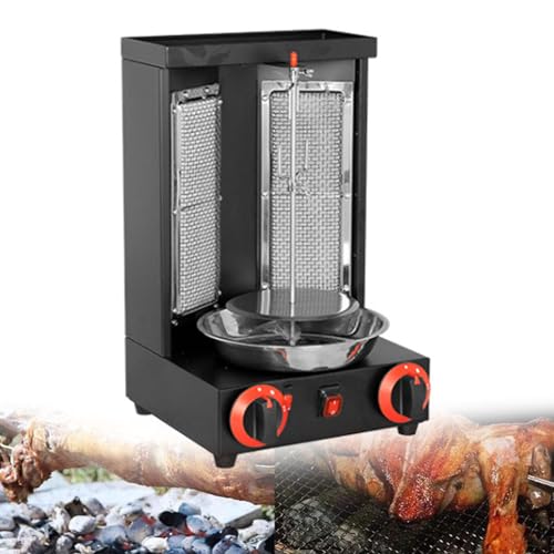 KJLYLPP 360 ° Rotating Rotisserie Oven, Vertical Doner Kebab Grill Machine, Barbecue Grill Gas Professional Vertical Rotisserie Oven, Household Appliances (Black A)