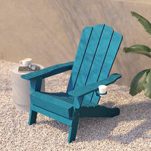 Flash Furniture Newport Adirondack Chairs with Cup Holders, Weather Resistant Poly Resin Adirondack Chairs, Set of 4, Blue