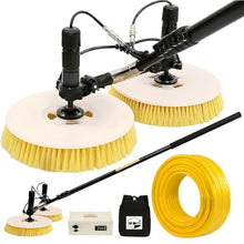 Solar Panel Cleaning Brush with Pole,Battery Powered Outdoor Solar Panel Cleaning Kit,25.5in Dual Head Water Fed Brush,Aluminum Telescopic Cleaner for Bird Droppings,Dust&Large PV Systems 7.5m/24ft