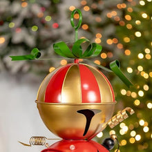 Zaer Ltd. Christmas Sleigh with Giant Jingle Bells, Light-Up Metal Decor, Battery Operated, Red and Green (Large - 59" Tall)
