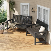 Takywep 52" Outdoor Bench Set of 2 for Patio, HDPE Weatherproof 2-Person Park Bench for Outside, Heavy Duty 600 Lbs Capacity, Poly Seating for Backyard, Porch, Garden, Dary Gray