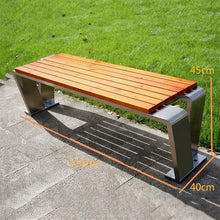 VHDY85KA Park Zigzag Stainless Steel Outdoor Bench Wood Seat Plate Park Bench Entryway(Small)