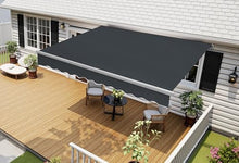 MCombo 12x8ft Manual Retractable Patio Awning Sunshade Canopy (Grey)