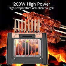 Electric Barbecue Grill, Electric Smokeless Barbecue Grill, 1200W Smokeless 360 ° Automatic Rotating Lamb Skewers Vertical Grill, Cooks Kebabs, Skewers and Roasts, 16 String, for Bonfire and Patio