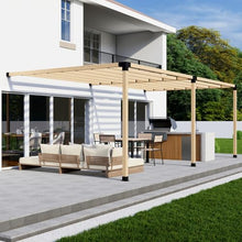 DIY Attached Pergola Bracket Kit with Slatted Roof - 6x6 Posts + 2x6 Rafters - Build Up to 24' x 12' - Steel Hardware Only