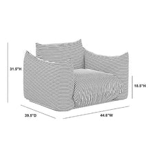 TOV Furniture Saint Tropez Pearl and Black Striped Stuffed Outdoor Armchair