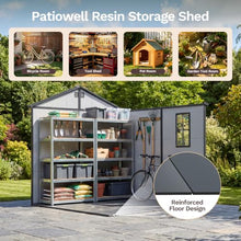 Patiowell 8x8 FT Plastic Outdoor Storage Shed with Floor, Light Gray