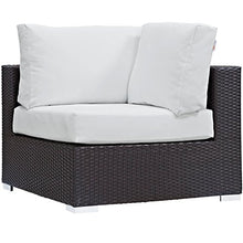Modern Contemporary Urban Design Outdoor Patio Balcony Eight PCS Sectional Sofa Set, White, Rattan