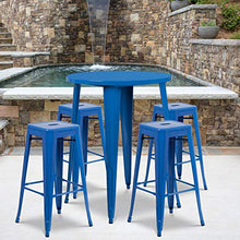 EMMA + OLIVER Blue 30" Round Patio Table Set with 4 Chairs