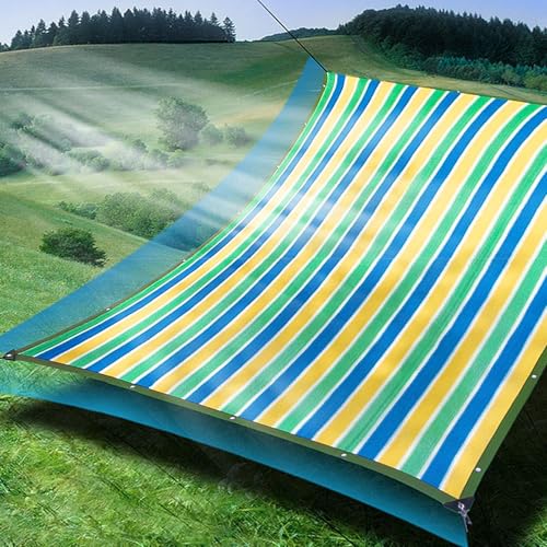 ZMNXAS 95% Sun Shade Mesh,Sunscreen Fabric,Patio Privacy Screen,UV Blocking Awning, Colorful Striped Sun Shade Mesh with Rope Loop for Outdoor Pergola,Patio,Garden Deck(13x115ft(4x35m))